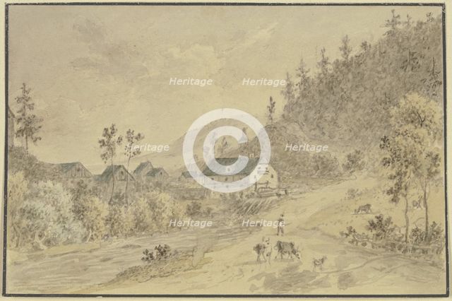 Small village by a stream in the mountains, late 18th century. Creator: Friedrich Christian Reinermann?.