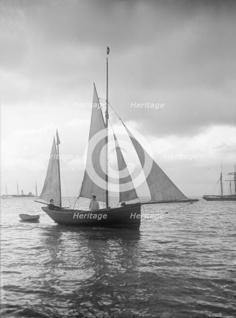 Small yawl under sail, 1912. Creator: Kirk & Sons of Cowes.