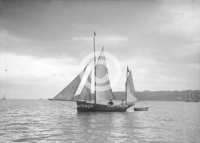 Small yawl under sail, 1912. Creator: Kirk & Sons of Cowes.