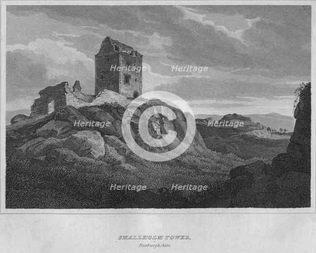 'Smallholm Tower, Roxburghshire', 1814. Artist: John Greig.