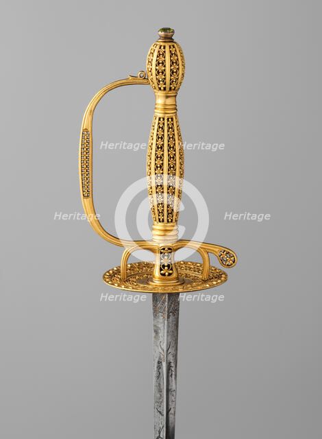 Smallsword with Scabbard, hilt and scabbard, probably Spanish; blade, German, Solingen, c1790-1800. Creator: Unknown.