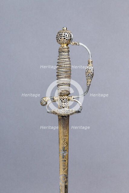Smallsword, French, Paris; blade, German, hallmarked for 1694-95. Creator: Unknown.