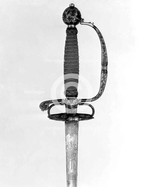 Smallsword Hilt and Blade, hilt, Japanese, possibly Dejima; blade, European, ca. 1730. Creator: Unknown.