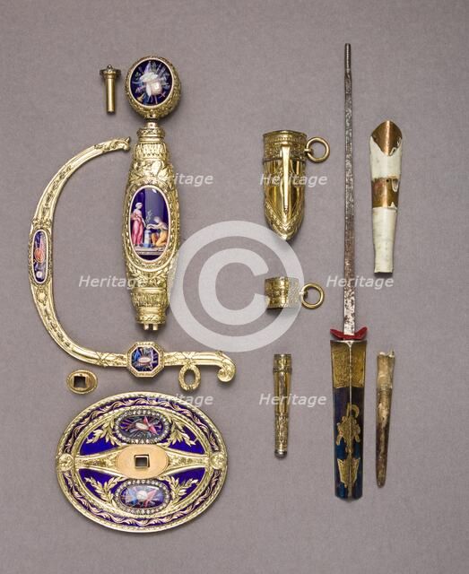 Smallsword Hilt and Scabbard Mounts, British, London, hallmarked for 1797-98. Creator: James Morisset.