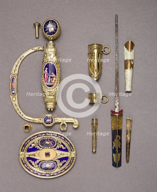 Smallsword Hilt and Scabbard Mounts, British, London, hallmarked for 1797-98. Creator: James Morisset.