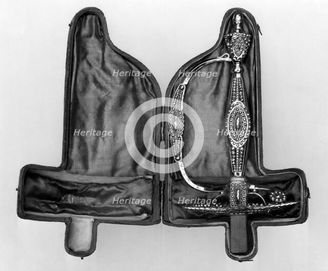 Smallsword Hilt with Storage Case, British, Birmingham or London, ca. 1785-1800. Creator: Rundell, Bridge and Rundell.