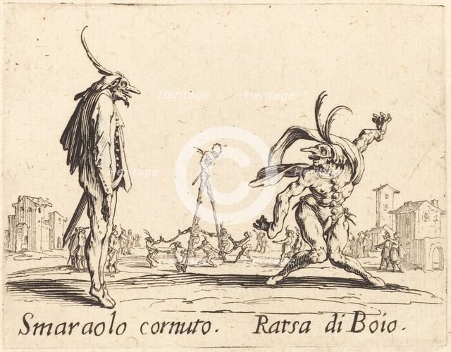 Smaralo Cornuto and Ratsa di Boio, c. 1622. Creator: Jacques Callot.