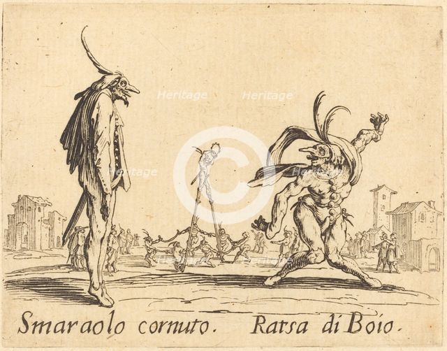 Smaralo Cornuto and Ratsa di Boio, c. 1622. Creator: Jacques Callot.
