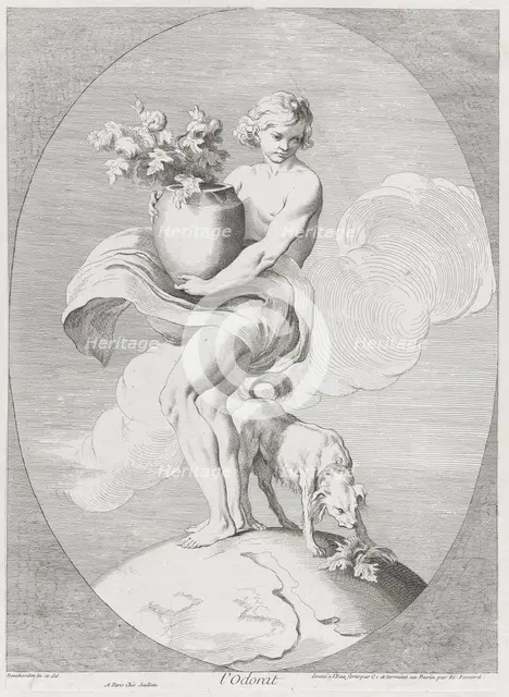 Smell, 1730-65. Creators: Caylus, Anne-Claude-Philippe de, Etienne Fessard.