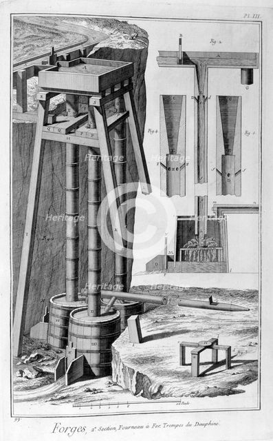 Smelting iron furnace, 1751-1777. Artist: Unknown