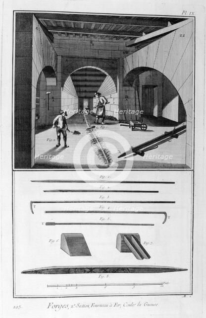 Smelting iron furnace, pig iron mould, 1751-1777. Artist: Unknown