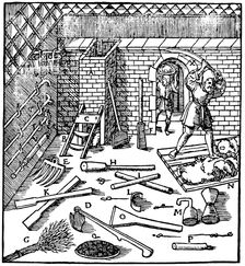 Smelting of ores (gold, silver, copper and lead), 1556. Creator: Unknown