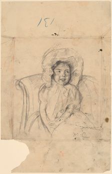 Smiling Margot Wearing a Ruffled Bonnet, c. 1902. Creator: Mary Cassatt