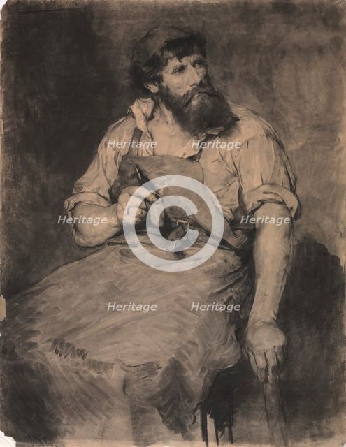 Smithy, study for "Das Gericht", c.1883. Creator: Samuel H. Crone (American, 1858-1913).