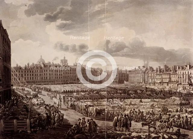 Smithfield Market, London, 1811 Artist: J Bluck