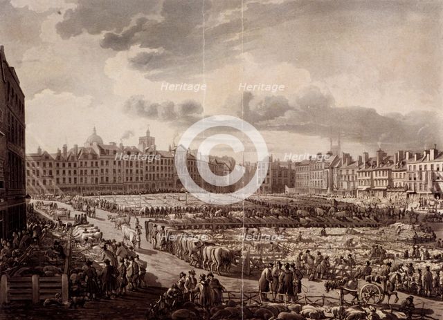 Smithfield Market, London, 1811 Artist: J Bluck
