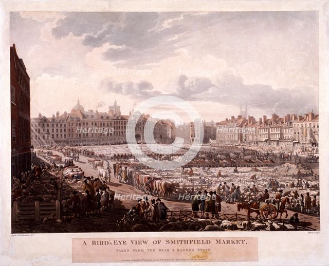Smithfield Market, London, 1811. Artist: Thomas Rowlandson