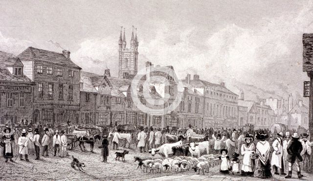 Smithfield Market, London, c1830. Artist: George Cooke