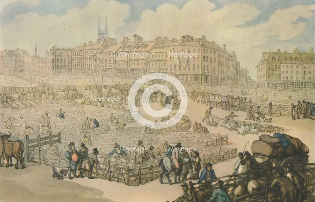 'Smithfield Meat Market', c1816, (1944).  Creator: Thomas Rowlandson.