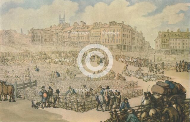 'Smithfield Meat Market', c1816, (1944).  Creator: Thomas Rowlandson.