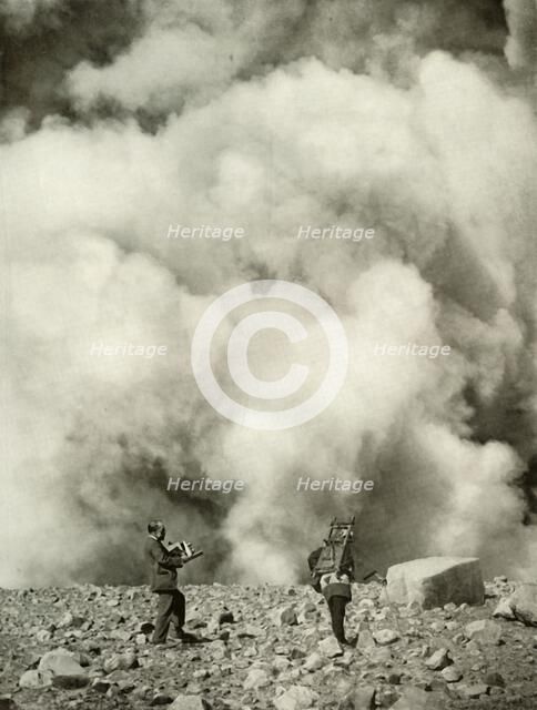 'Smoke and Steam Rising from Asama's Crater after the Explosion', 1910. Creator: Herbert Ponting.