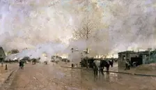 Smoke on the Paris Circuit Line 1885. Artist: Luigi Loir