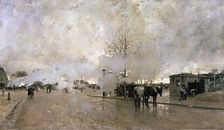 Smoke on the Paris Circuit Line 1885. Artist: Luigi Loir