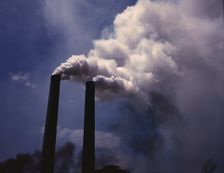 Smoke stacks, 1942. Creator: Alfred T Palmer