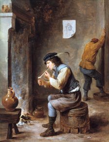Smoker in front of a Fire 17th century. Artist: David Teniers II