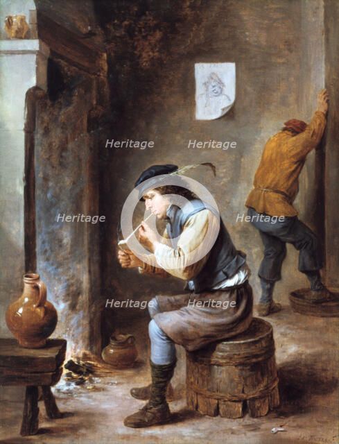 'Smoker in front of a Fire', 17th century. Artist: David Teniers II