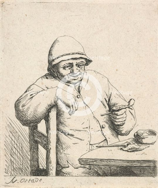 Smoker leaning on the back of a chair, 1672. Creator: Adriaen van Ostade.