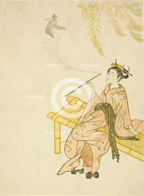 Smoking on a Bench, 1765. Creator: Suzuki Harunobu.