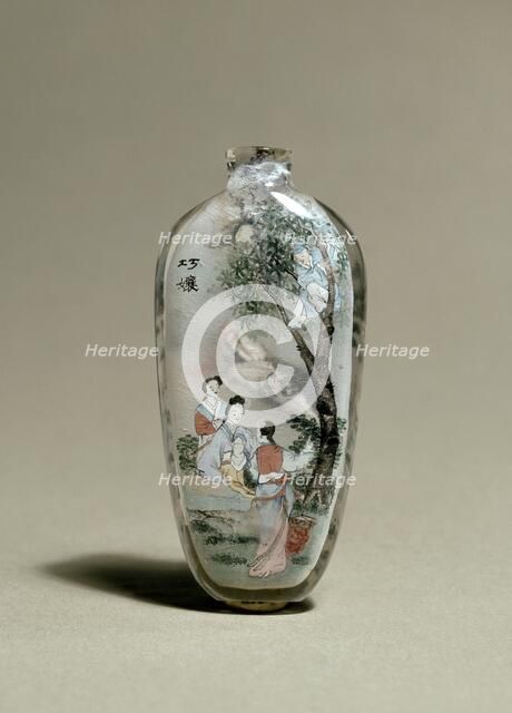 Snuff bottle depicting a scene from Strange Tales of a Scholar's Studio, early 20th century. Artist: Ye Zhongshan.