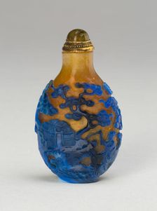 Snuff Bottle with a Figure on Mule in Landscape, Qing dynasty (1644-1911), 1760-1820. Creator: Unknown