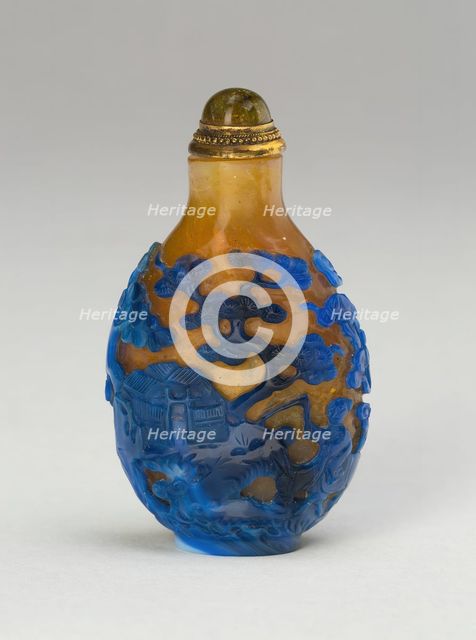 Snuff Bottle with a Figure on Mule in Landscape, Qing dynasty (1644-1911), 1760-1820. Creator: Unknown.