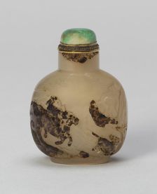 Snuff Bottle with an Equestrian Archer Chasing a Deer, Qing dynasty (1644-1911), 1750-1800. Creator: Unknown