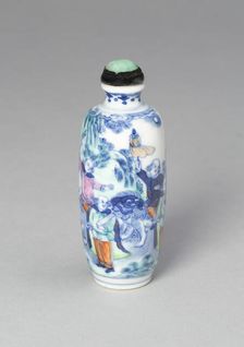 Snuff Bottle with Eight Foreign Figures Bearing Tribute, Qing dynasty, Xianfeng reign (1851-1861). Creator: Unknown
