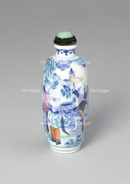 Snuff Bottle with Eight Foreign Figures Bearing Tribute, Qing dynasty, Xianfeng reign (1851-1861). Creator: Unknown.