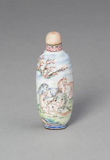 Snuff Bottle with Eight Horses of Mu Wang, Qing dynasty, Yongzheng reign (1722-1735). Creator: Unknown