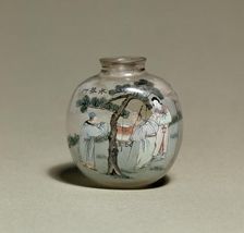 Snuff bottle with figures by a tree, 1903. Artist: Ye Zhongshan