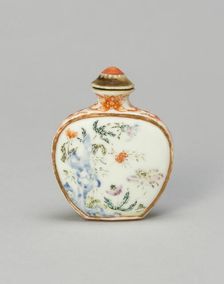 Snuff Bottle with Flowers and Rockwork, Qing dynasty (1644-1911), Jiaqing reign, (1796-1820). Creator: Unknown