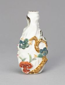 Snuff Bottle with Pine, Bamboo, Prunus, Lingzhi Mushuroom, and Bat, Qing dynasty, 1790-1820. Creator: Unknown