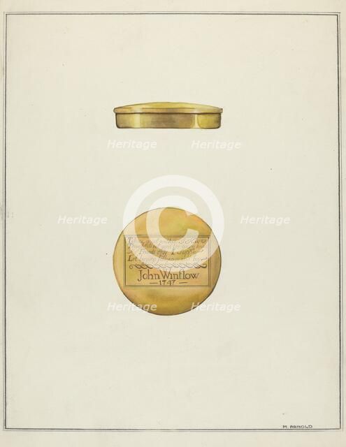 Snuff Box, c. 1936. Creator: Madeline Arnold.