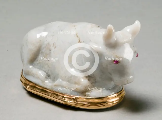 Snuff Box in the Form of a Reclining Bull (Bonbonnière), c. 1750-60. Creator: Unknown.