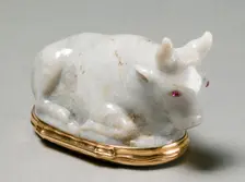 Snuff Box in the Form of a Reclining Bull (Bonbonnière), c. 1750-60. Creator: Unknown