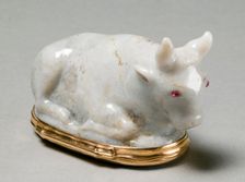 Snuff Box in the Form of a Reclining Bull (Bonbonnière), c. 1750-60. Creator: Unknown