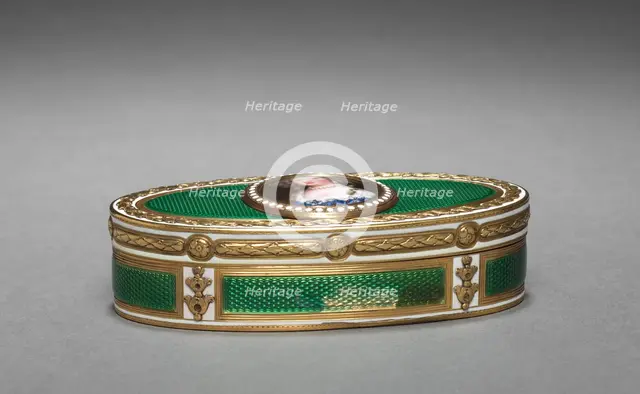 Snuff Box (Tabatière) with Portrait of Marie-Thérèse of Austria, miniature, c1676; box, 1775-1776. Creator: Jean Petitot (Swiss, 1607-1691); Charles Le Bastier (French).