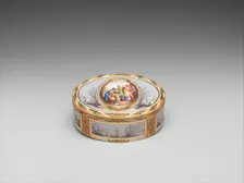 Snuffbox with Ulysses discovering Achilles and harbor scenes, ca. 1780. Creator: Les Frères Souchay