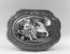 Snuffbox with domestic scene, third quarter 18th century. Creator: Unknown