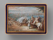 Snuffbox with four maritime scenes; Louis XIV crossing the Rhine in 1672, 1798-1838. Creator: Adrien Jean Maximilien Vachette